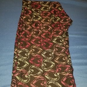 Lularoe TC leggings black w/pink/white/red hearts